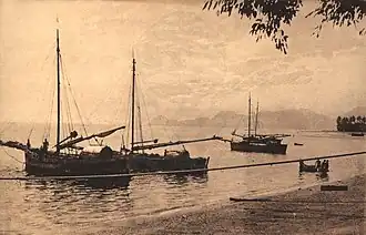 Segelboote um 1920 vor der Halbinsel Fatu Cama