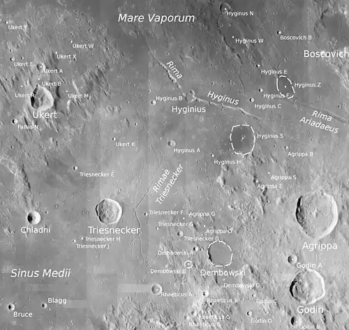 Hyginus und Umgebung (LROC-WAC)