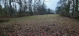 Vorburg von Süden; Links: vorgeschichtlicher Wall im Westen