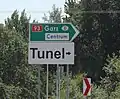 Beschilderung Richtung Tunnel im Norden