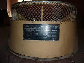 Eine der Hydraulikturbinen im Kontrollraum des Staudamms