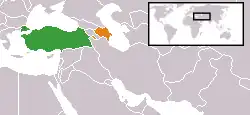 Lage von Türkei und Aserbaidschan