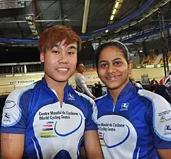 Deborah Herold (l.) mit ihrer Teamsprint-Partnerin Aleena Reji (2018)