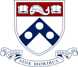 University of Pennsylvania (Penn Quakers) Leges sine moribus vanae („Gesetze ohne Moral sind nutzlos“) Philadelphia, Pennsylvania, gegründet 1740