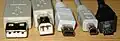 Diverse USB-1.0-/2.0-Stecker v.&nbsp;l.&nbsp;n.&nbsp;r.: Typ A, Typ B, Typ Mini-B 5-polig (standard­konform), Typ Miniatur-B 4-polig (Mitsumi), Typ Miniatur-B 4-polig (Aiptek)