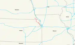 Karte des U.S. Highways 73