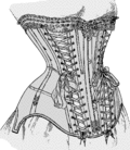 Metallene Schnürösen wurden zuerst bei Korsetts eingesetzt (hier bei einem patentierten US-Modell von 1907)