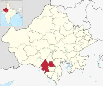 Positionskarte des Distrikts Udaipur