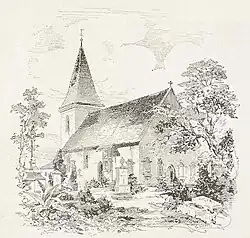 Nord- und Westfassade der Uffkirche, 1889.