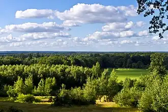 Blick von der Kapelle auf dem Tankenberg mit Sicht auf Deutschland in der Ferne