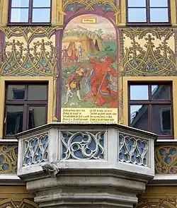 Wandmalerei über der Kanzel am Ulmer Rathaus