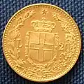 20-Lire-Münze von 1882 mit dem Stern Italiens oben