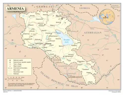 Armenien, die Grenze zu Georgien oben