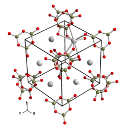 Unit cell of the low-temperature polymorph of barium metaborate.