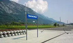 Neue Bestandsstrecke mit Hst. Stans, im&nbsp;Hintergrund alte Bestandsstrecke