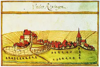 Unterriexingen um 1682 von Norden (aus dem Kieserschen Forstlagerbuch)
