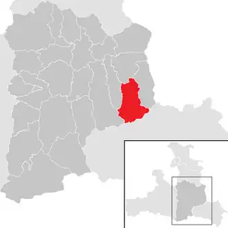 Lage der Gemeinde Untertauern im Bezirk St. Johann im Pongau (anklickbare Karte)