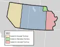 Aufteilung 1861, weitere Grenzverschiebungen zugunsten des Nevada-Territoriums folgten