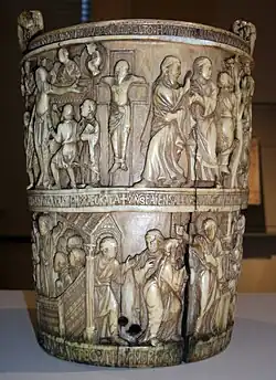 Elfenbein-Situla, Weihwassereimer, ottonisch, Mailand, 980&nbsp;n.&nbsp;Chr.