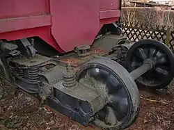 Jakobs-Drehgestell am Mittelwagen VT&nbsp;10&nbsp;551, ein Dieseltriebzug von 1953