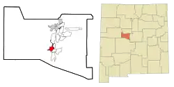 Lage von Belen im Valencia County (links) und in New Mexico (rechts)