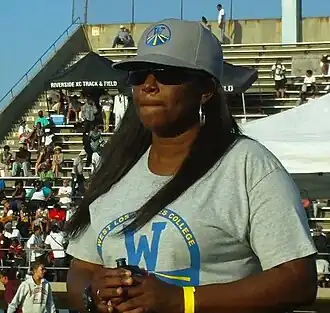 Erstes Gold für Valerie Brisco-Hooks (Foto: 2012) – 200&nbsp;Meter- und Staffelgold kam in den nächsten Tagen noch&nbsp;hinzu