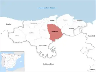 Die Lage der Comarca Valles Pasiegos in der autonomen&nbsp;Gemeinschaft&nbsp;Kantabrien