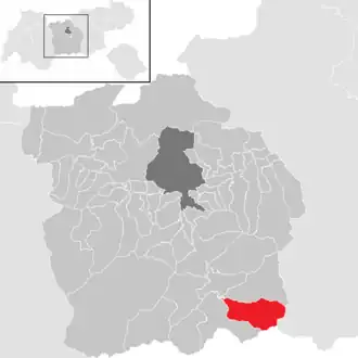 Lage der Gemeinde Vals (Tirol) im Bezirk Innsbruck-Land (anklickbare Karte)