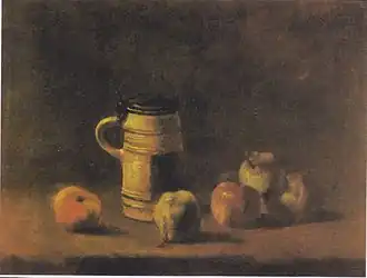 Stillleben mit Krug und Birnen (unbekannter Künstler des 19. Jahrhunderts)