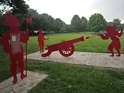 Nie eingetretenen Lage, Darstellung im Zitadellenpark: Beschießung der Zitadelle durch schwedische Truppen