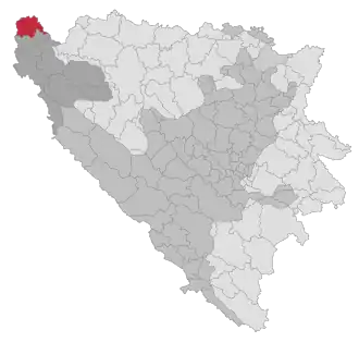 Lage der Gemeinde Velika Kladuša in Bosnien und Herzegowina (anklickbare Karte)