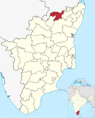 Positionskarte des Distrikts Vellore