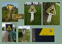 Zusammenstellung mehrerer Vorkriegsverkehrszeichen