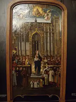 Französische Schule des 15. Jahrhunderts: La Vierge devant Saint-Vulfran d’Abbeville, Paris, Musée de Cluny.[13]