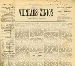 Die Erstausgabe der Vilniaus žinios