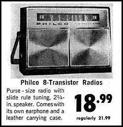 Werbung für ein Transistor­radio (1964).