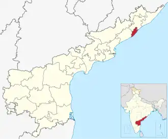 Positionskarte des Distrikts Visakhapatnam
