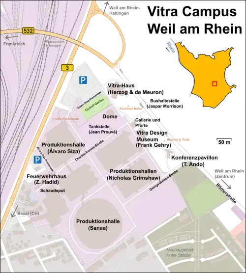 Karte des Vitra Campus