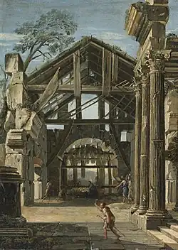 Die Geburt Jesu in antiken Ruinen, um 1660, Öl auf Kupfer, 26,7 × 19,1 cm, Privatsammlung (?)