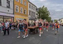 Das Foto zeigt Mitglieder des ASV Hof in der typischen Ringerkleidung