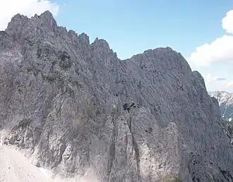 Vordere(links) und Hintere Goinger Halt (rechts) von Osten gesehen vom Kleinkaiser