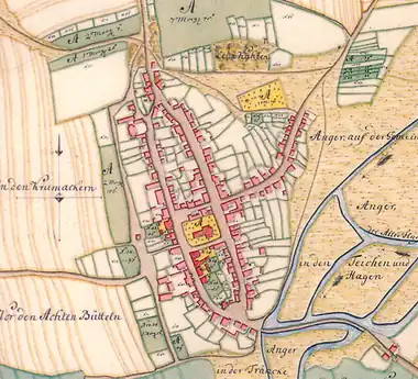 „Plan von dem Flecken Vorsfelde nebst dessen Environs“ (Ausschnitt) von G. C. Geitel aus dem Jahr 1770
