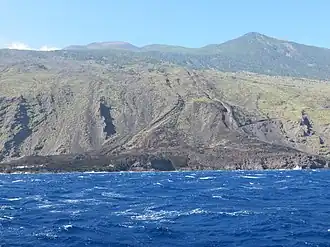 Lavastrom des San Martin, links im Bild Punta Martin (2014)