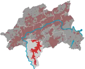 Lage des Bezirks Cronenberg in Wuppertal