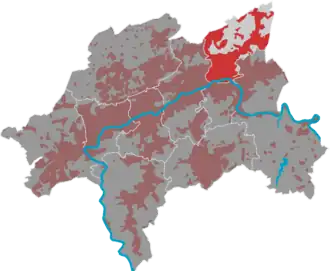 Lage des Bezirks Oberbarmen in Wuppertal
