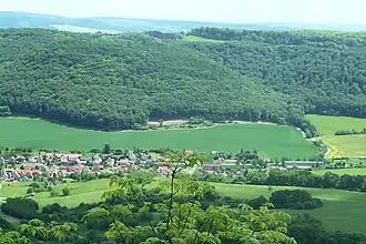 Blick vom Heldrastein auf den Stöckigtsberg
