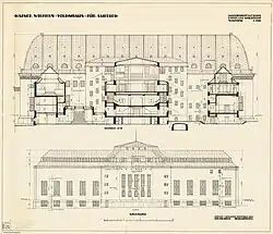 Blunck: Entwurf für das Kaiser-Wilhelm-Volkshaus, Nordseite (1917)