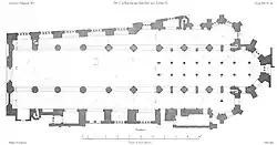 Genordeter Plan der Lübecker Katharinenkirche von Paul Laspeyres vor 1871