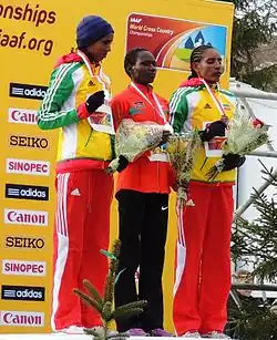 Emily Chebet Muge (Mitte) erreichte Platz&nbsp;acht