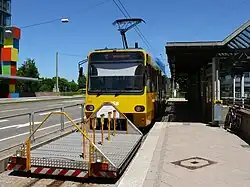 Vorstellwagen für die Fahr­rad­be­för­de­rung bei der Zahn­rad­bahn Stutt­gart